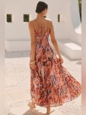 ANTHROPOLOGIE CELANDINE Josephine Smocked Dress, Size L Petite